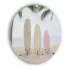 Surfboard - Palmbomen - Kleurrijk Akoestische PET Vilt - Rond klein -3d