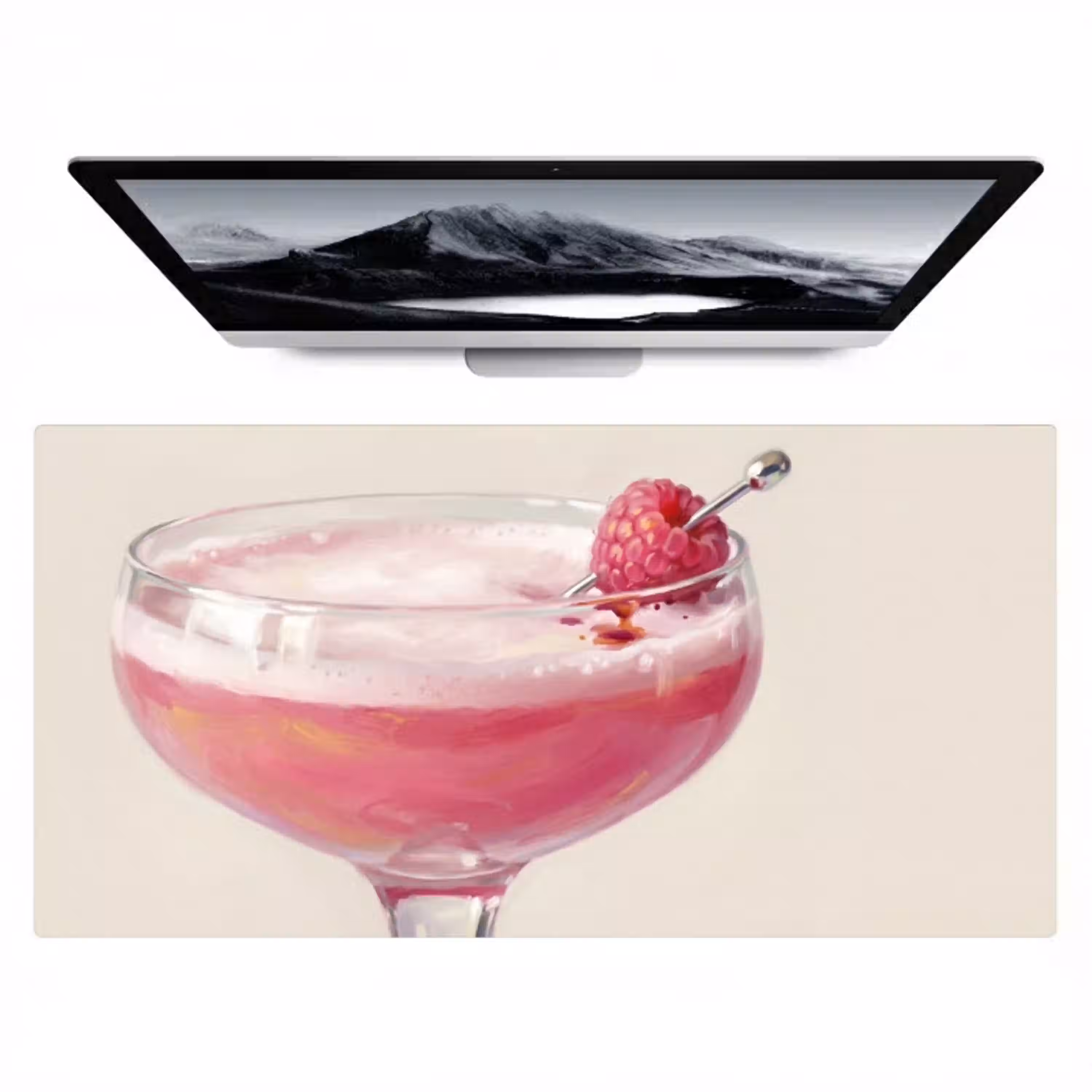 Cocktail - Framboos - Drank - Modern - Roze Muismat XXL klein -zzz3d