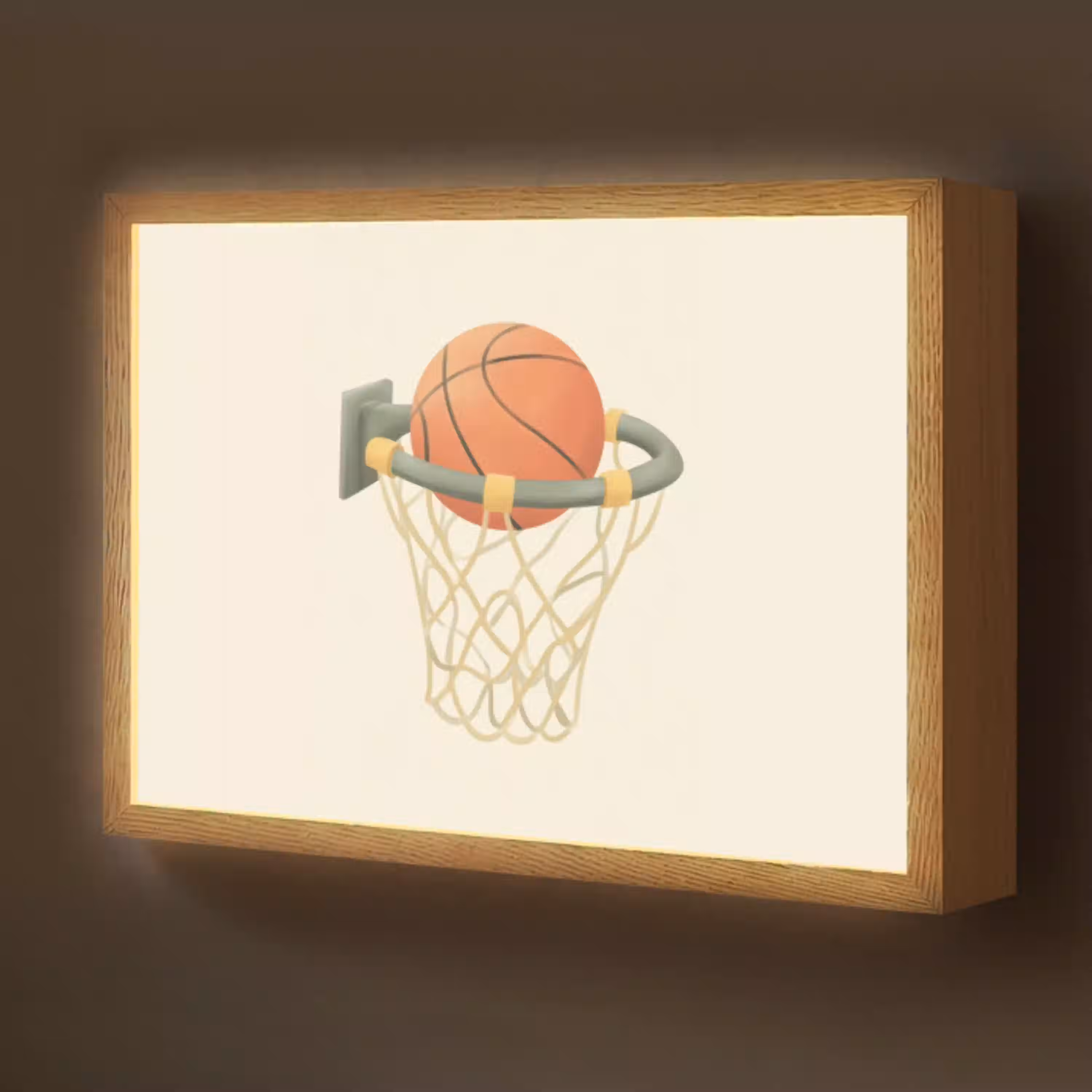 Basketbal - Net - Oranje Light Box met batterij (Wandlamp kind) middel -z3d_website