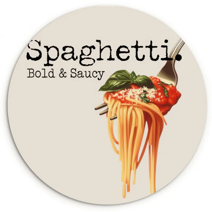 Spaghetti - tomatensaus - Parmezaanse kaas Wandcirkel plexiglas klein -3d