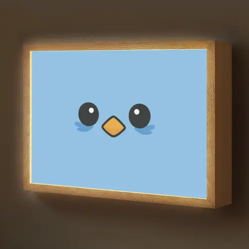 Vogel - Blauw - Eenvoudig Light Box met batterij (Wandlamp kind) middel -z3d_website