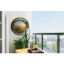 Platteland - Doorkijk - Zon Wandcirkel tuinposter met ringen klein -buiten1