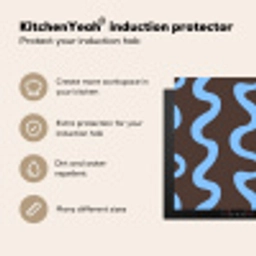 Kronkelende lijnen - Blauw - Bruin - Minimalistisch Inductie beschermer vinyl 3mm middel 274 -vsfeer2_ENG