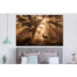 Hert - Bos - Mistig - Natuur - Goud forex 5mm xxl -slaapkamer