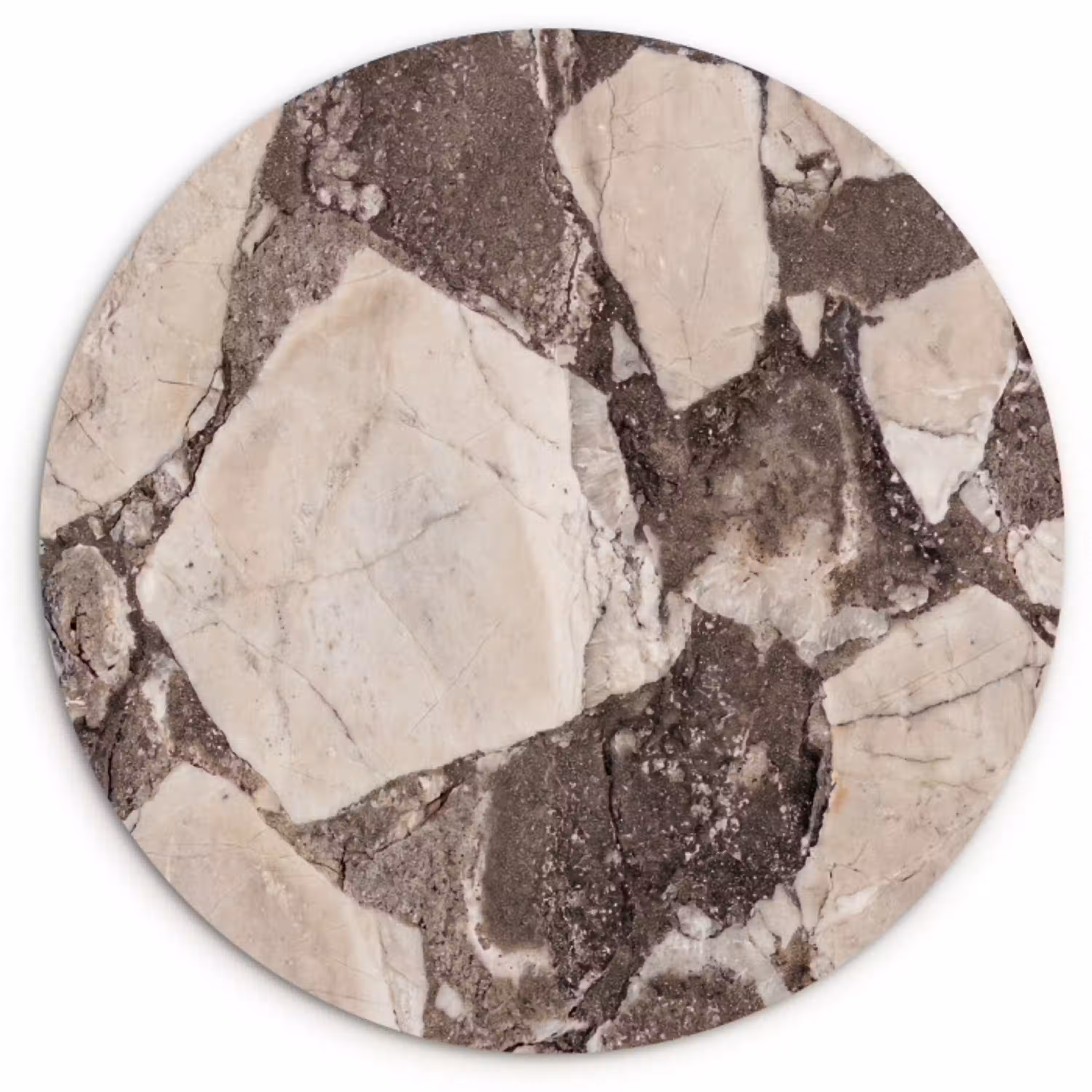 Textuur - Marmer - Abstract - Beige - Bruin Wandcirkel kunststof plaat 5mm dik klein -3d