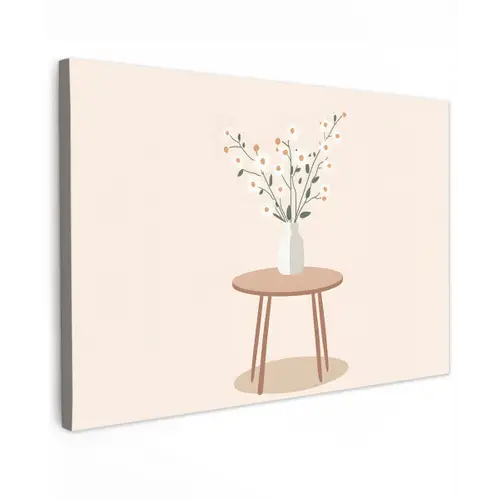 Vaas - Bloemen - Madeliefjes - Beige canvas 2cm klein -z3d