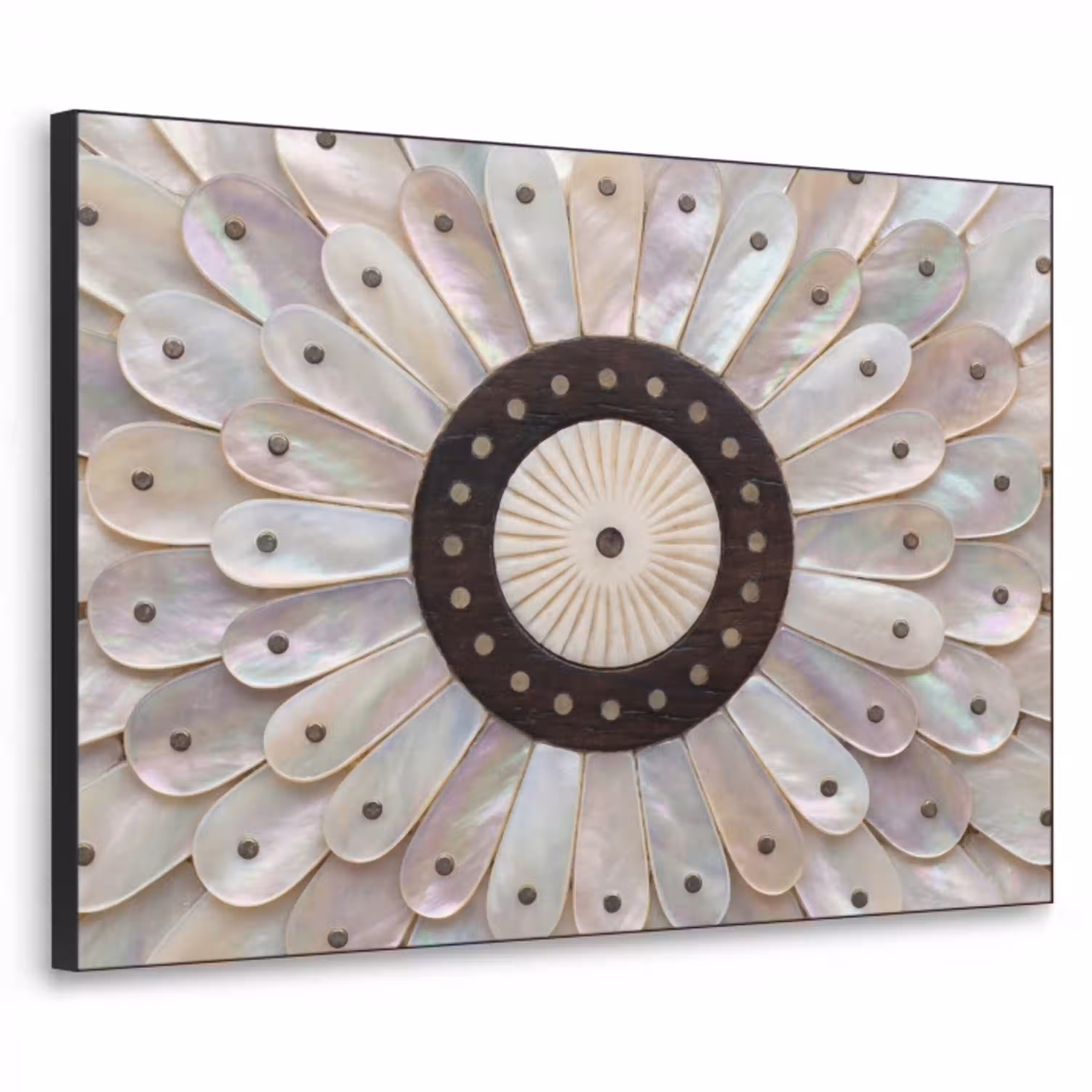Parelmoer - Patroon - Decoratie - Ambacht - Wit Textielframe zwart klein -3d