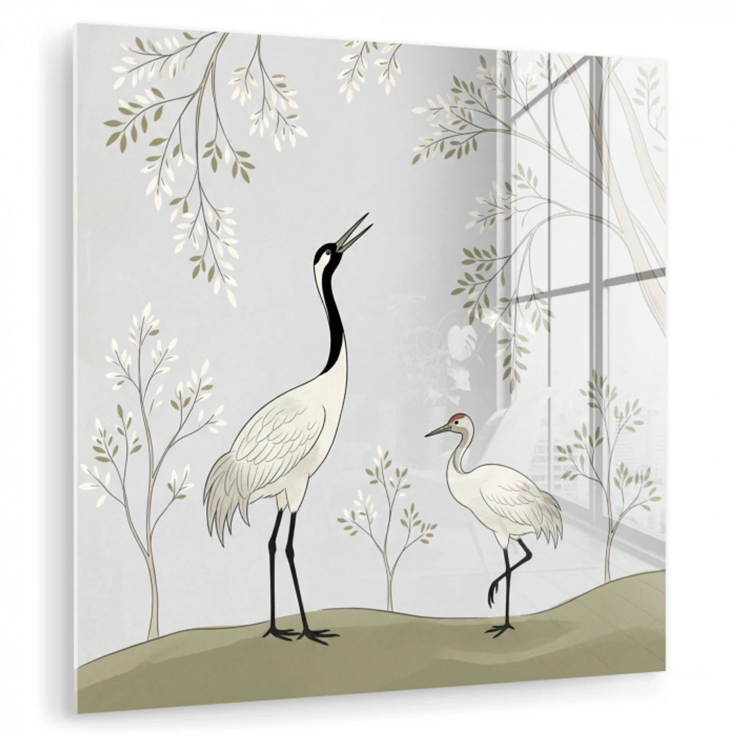 Minimalistisch - Kraanvogels - Blauw plexiglas 5mm klein -zzzproduct_nieuw