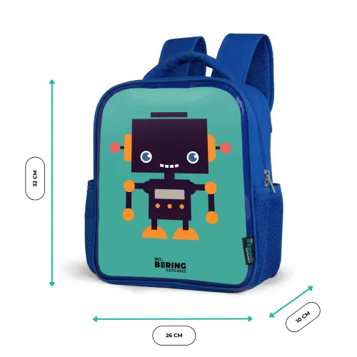 Groene robot Kinderrugzak - Blauw middel -productfoto_formaten
