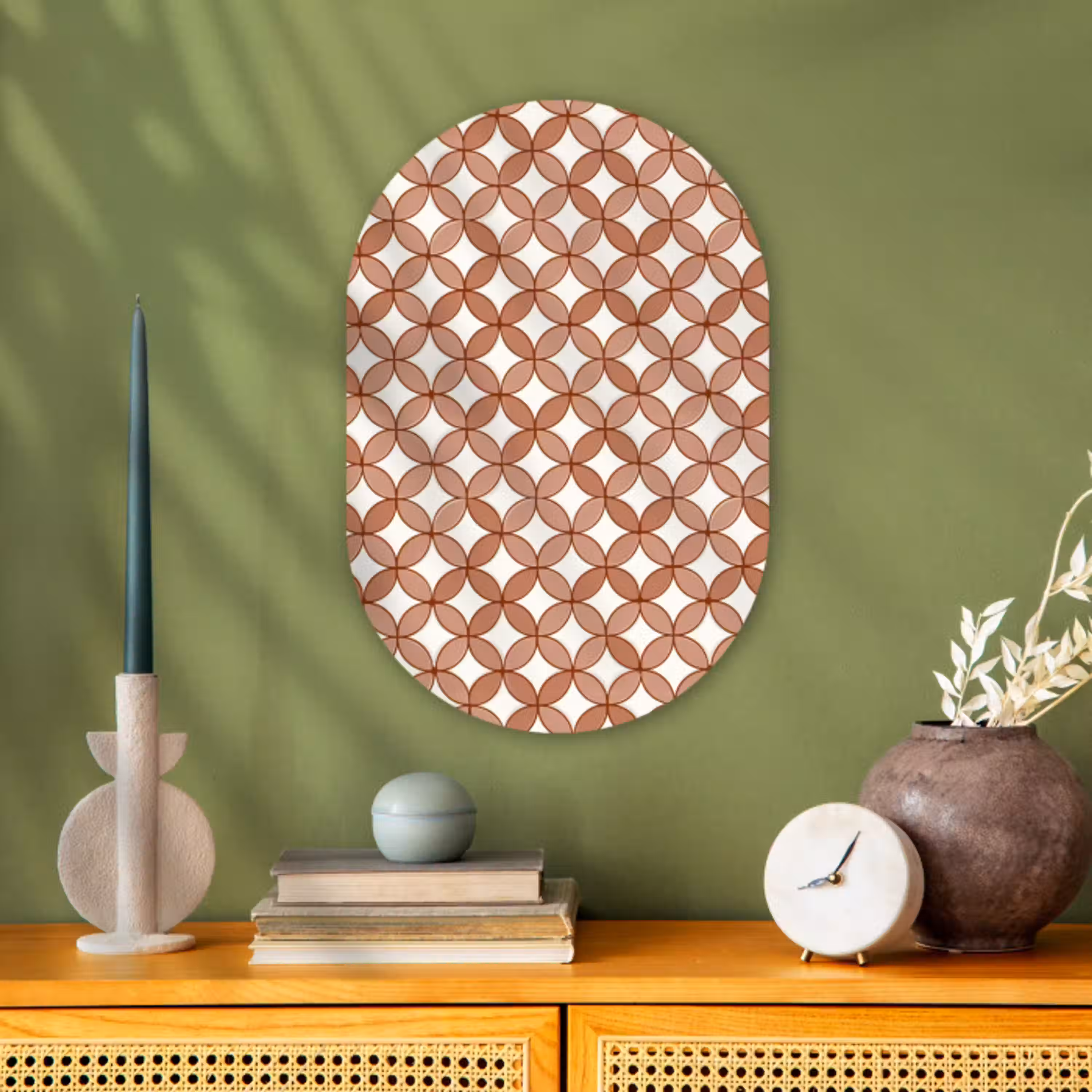 Geometrisch - Cirkels - Modern - Terracotta Wandcirkel Ovaal Forex klein 630 -sfeer2