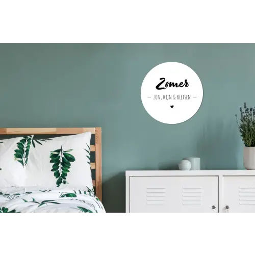 Zomer, zon, wijn & kletsen - Quotes - Tekst - Wijn - Zomer Wandcirkel aluminium klein -slaapkamer