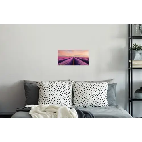 Lavendelveld - Zonsondergang - Paars - Bloemen Muursticker klein -slaapkamer