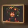 Vrouw - Zwart - Bessen - Bramen - Appels Light Box met batterij (Wandlamp) middel -z3d_website
