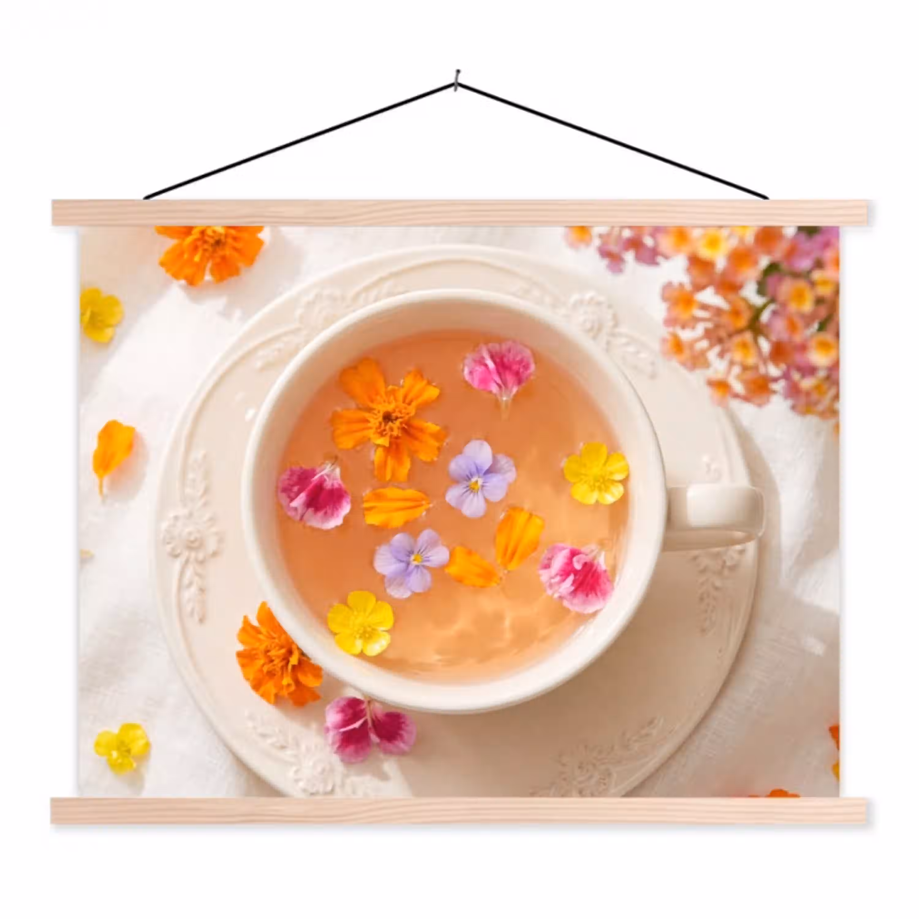 Bloemen - Kop - Natuur - Kleurrijk - Zomer textielposter latten blank klein -3d