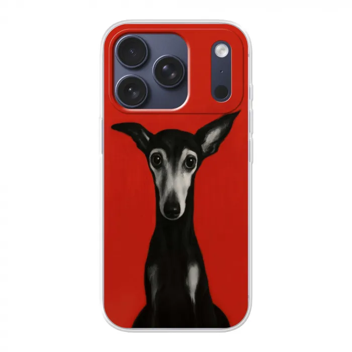 Windhond - Minimalistisch - Rood Telefoonhoesje iPhone 17 Pro klein -3d