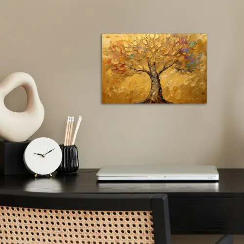 Goud - Boom - Abstract - Modern poster papier klein -sfeer1