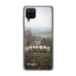 Schapen - Rij - Weide - Dieren - Platteland Telefoonhoesje Samsung Galaxy A12 klein -3d