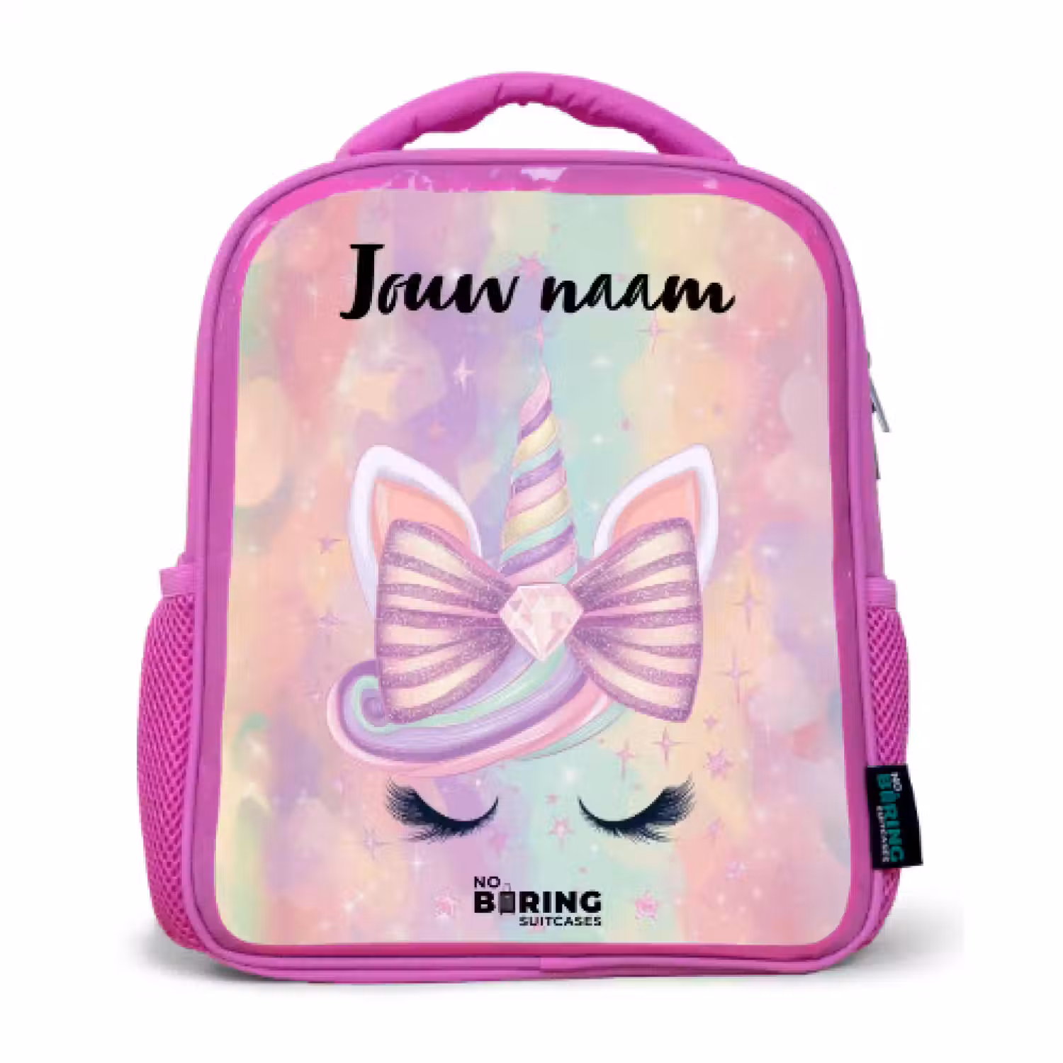 Kinderrugzak met naam - Roze - Eenhoorn - Glitters - Regenboog - Pastel