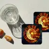 Mozaïek - Glas - Maan - Donkerblauw onderzetter kurk middel -sfeer4
