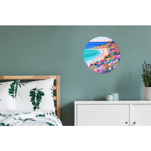 Bloemenweide - Zee - Zomers Wandcirkel aluminium klein -slaapkamer