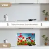 Klaprozen - Toscane - Zon - Rood - Blauw keuken achterwand spatscherm klein -voor_na_NL