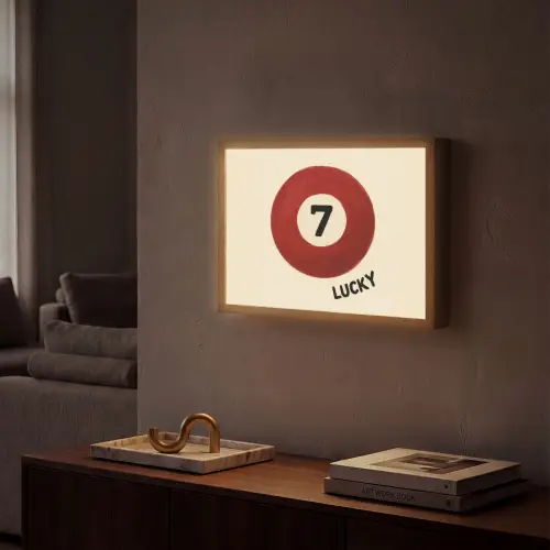 Cirkel - Zeven - Lucky - Rood Light Box met batterij (Wandlamp) middel -sfeer1