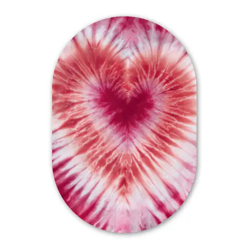 Hartvorm - Roze - Tie dye Wandcirkel Ovaal Forex klein -3d