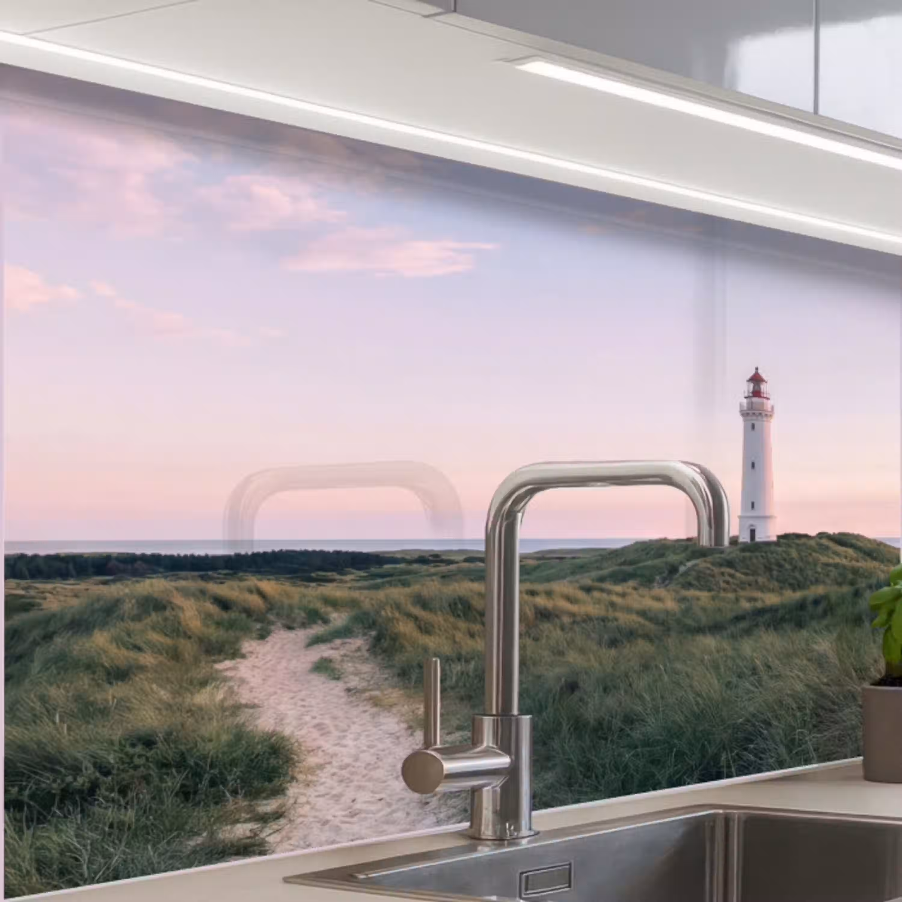 Vuurtoren - Duinlandschap - Zee keuken achterwand 2 middel -zzzz3d_schuin