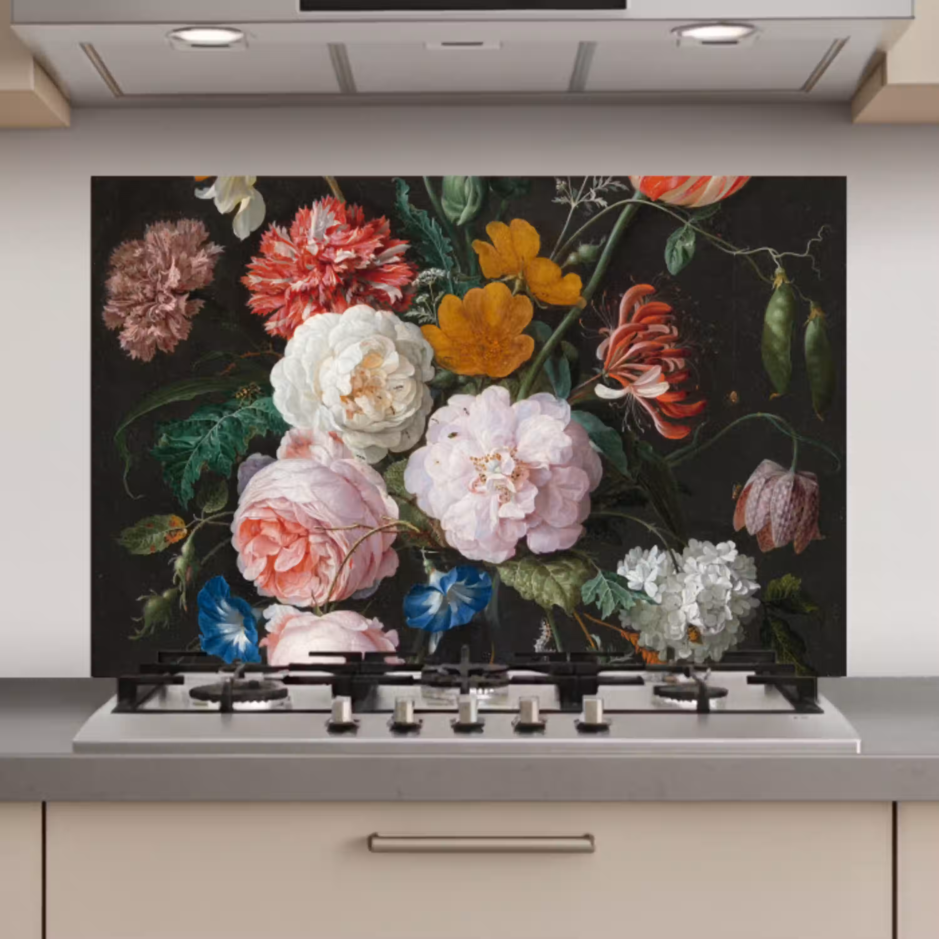 Stilleven met bloemen in een glazen vaas - Schilderij van Jan Davidsz. de Heem keuken achterwand spatscherm klein -3d_website