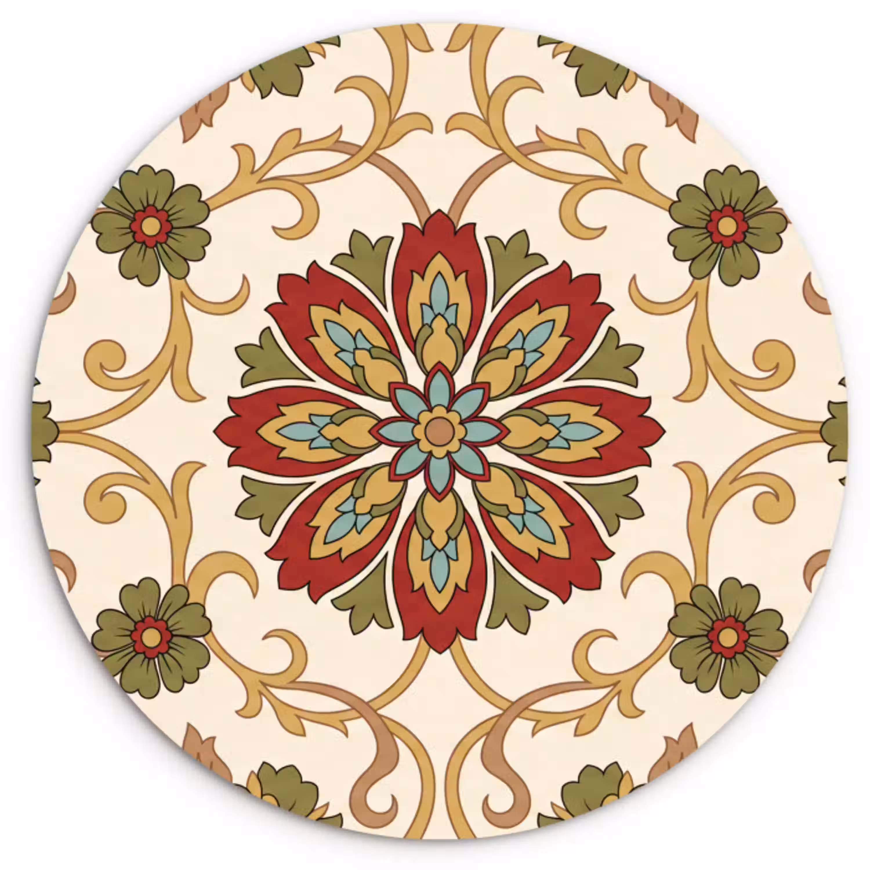 Patroon - Bloemen - Ornament - Klassiek - Kleurrijk Wandcirkel plexiglas klein -3d