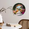 Doorkijk - Bloemen - Tropisch - Kleurrijk Wandcirkel kunststof plaat 5mm dik klein -sfeer4