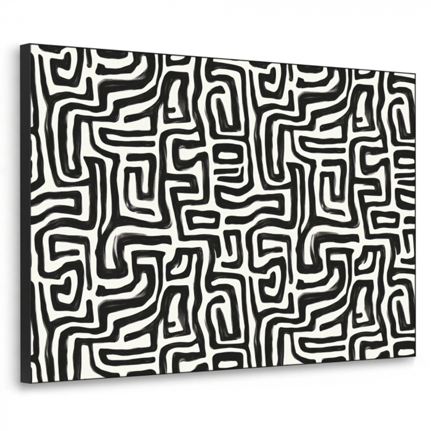 Grafisch - Lijnen - Zwart - Wit Textielframe zwart klein 947 -3d