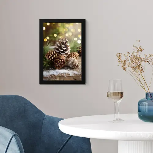 Dennenappels - Kerstsfeer - Bruin - Groen fotolijst zwart zonder passe partout klein -sfeer4