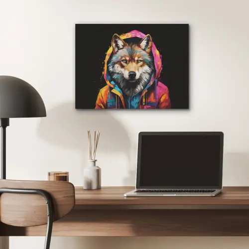 Graffiti - Wolf - Jas - Zwart PET vilt klein -sfeer5