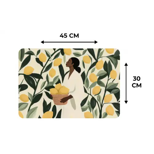 Vrouw - Mand - Citroenen - Bladeren Placemat vinyl groot -specs