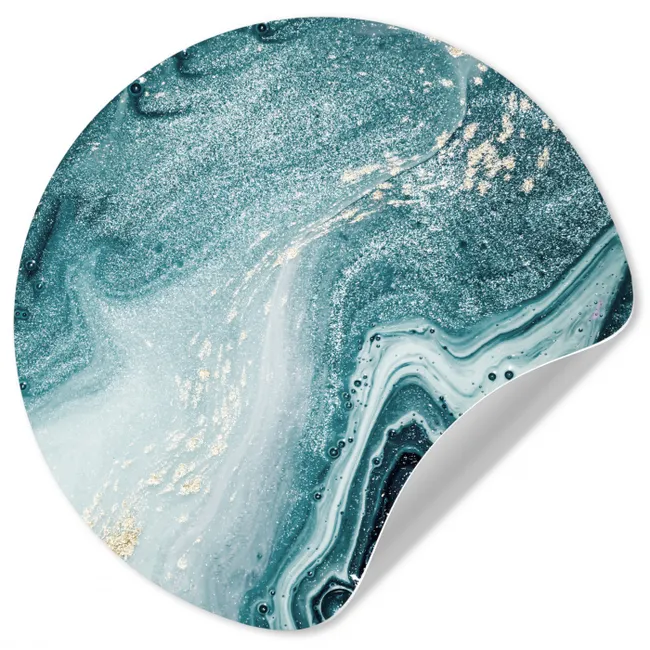 Edelstenen - Blauw - Natuur - Marmer - Abstract Wandcirkel behangsticker klein -3d