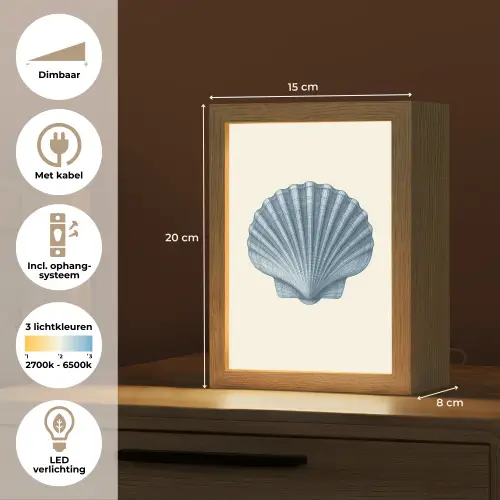 Ribbels - Blauw - Schelp Light Box met kabel (Tafellamp) klein -USP_NL