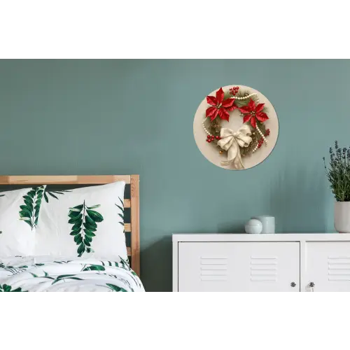 Deurkrans - Strik - Kerst - Rood - Groen Wandcirkel aluminium klein -slaapkamer