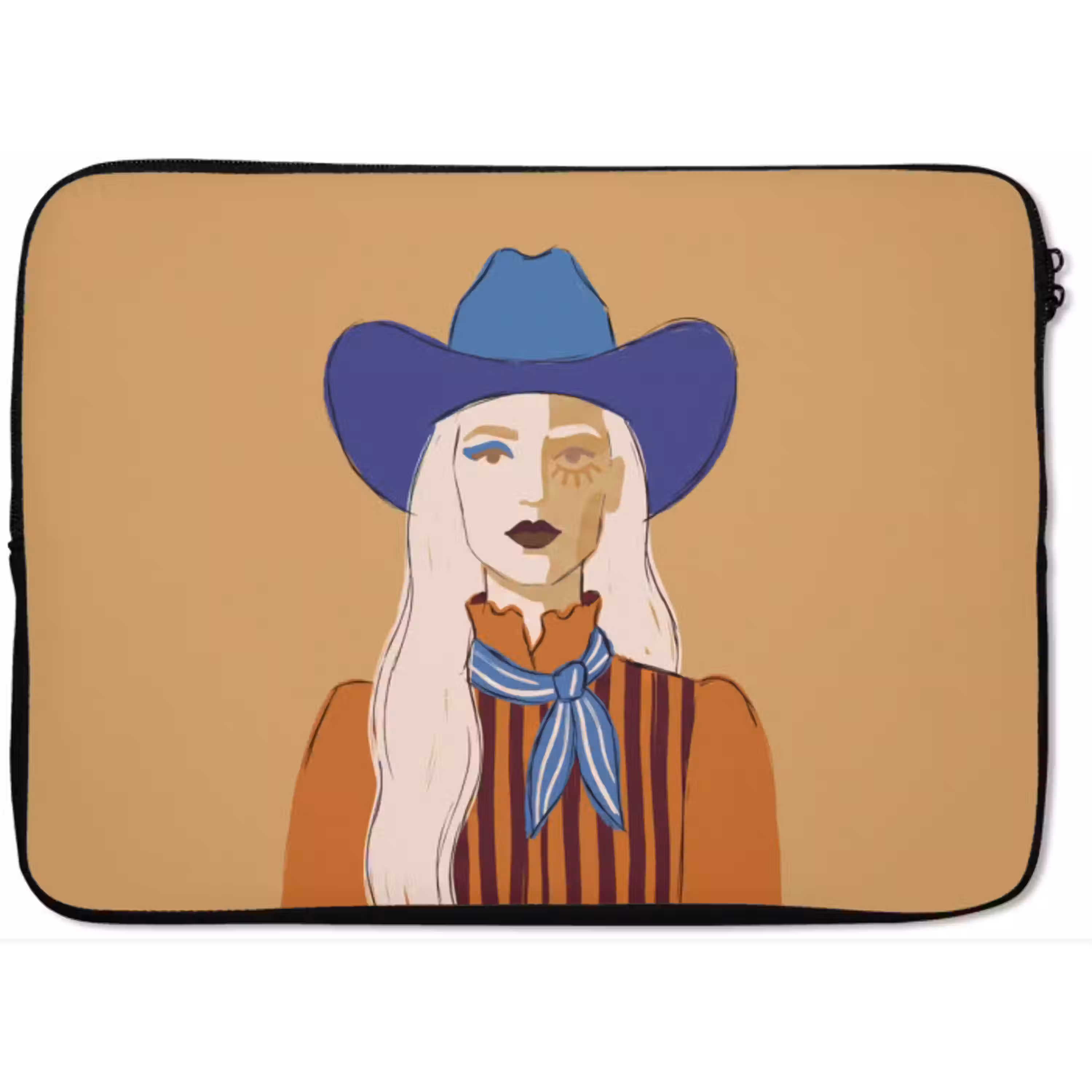Vrouw - Portret - Abstract - Kleurrijk - Modern laptophoes neopreen klein -zkaufland3dotto