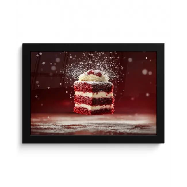 Rode - Velvet - Taart - Eten fotolijst zwart zonder passe partout klein -3d