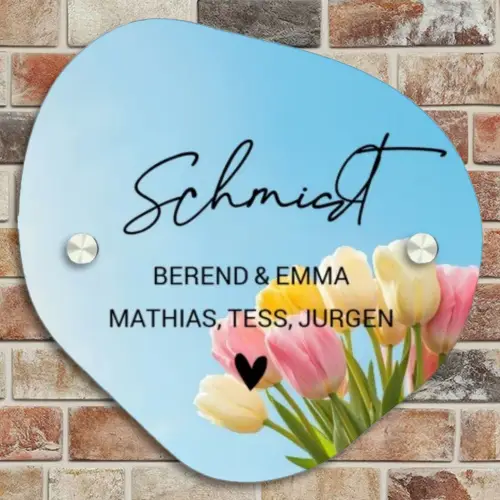 Gekleurde tulpen lucht - Sierlijk Naambord Organisch middel -sfeer10