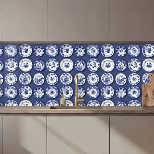 Borden - Floraal - Blauw keuken achterwand 2 middel 871 zz_3dshopping