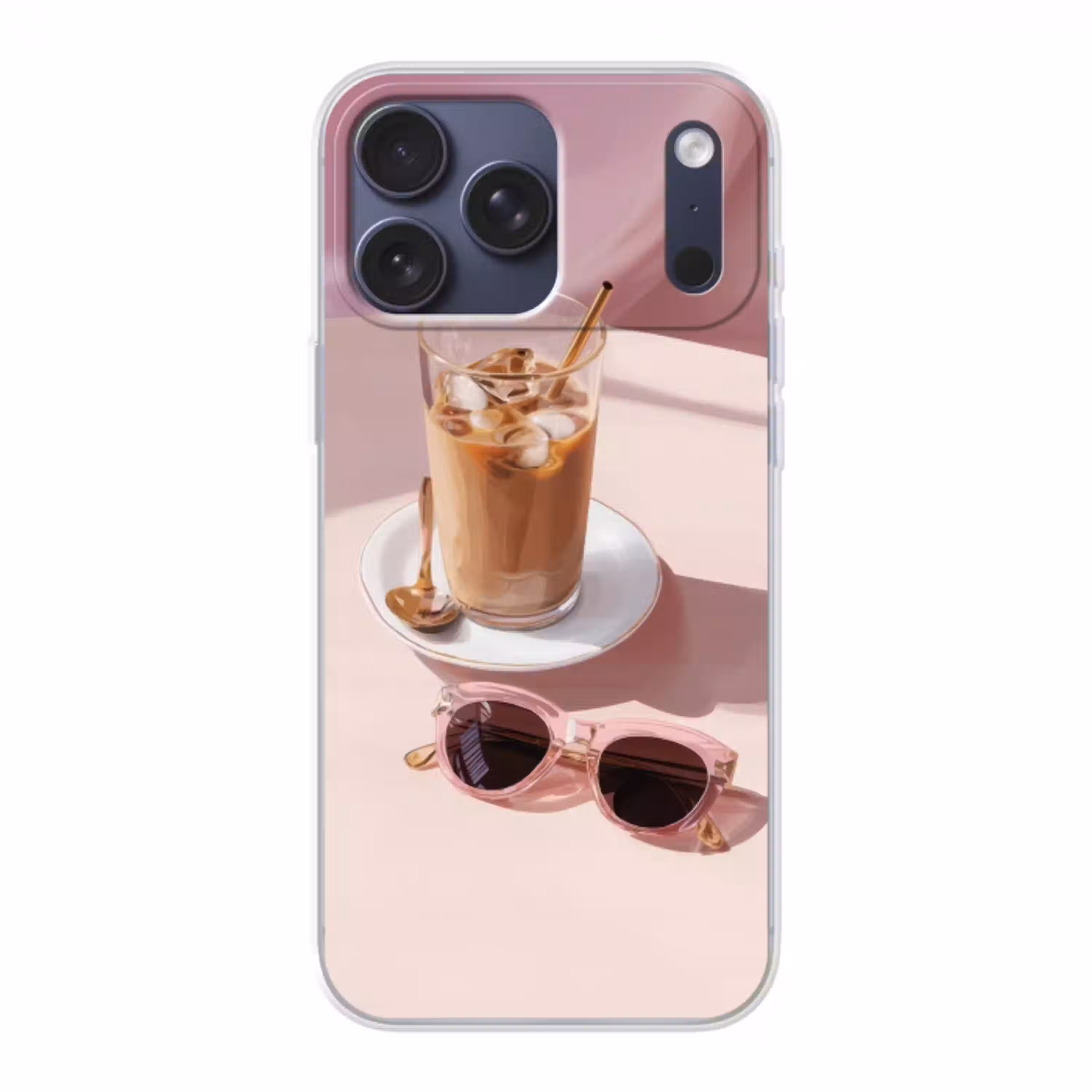 Ijskoffie - Zonnebril - Goud Telefoonhoesje iPhone 17 Pro Max klein -3d