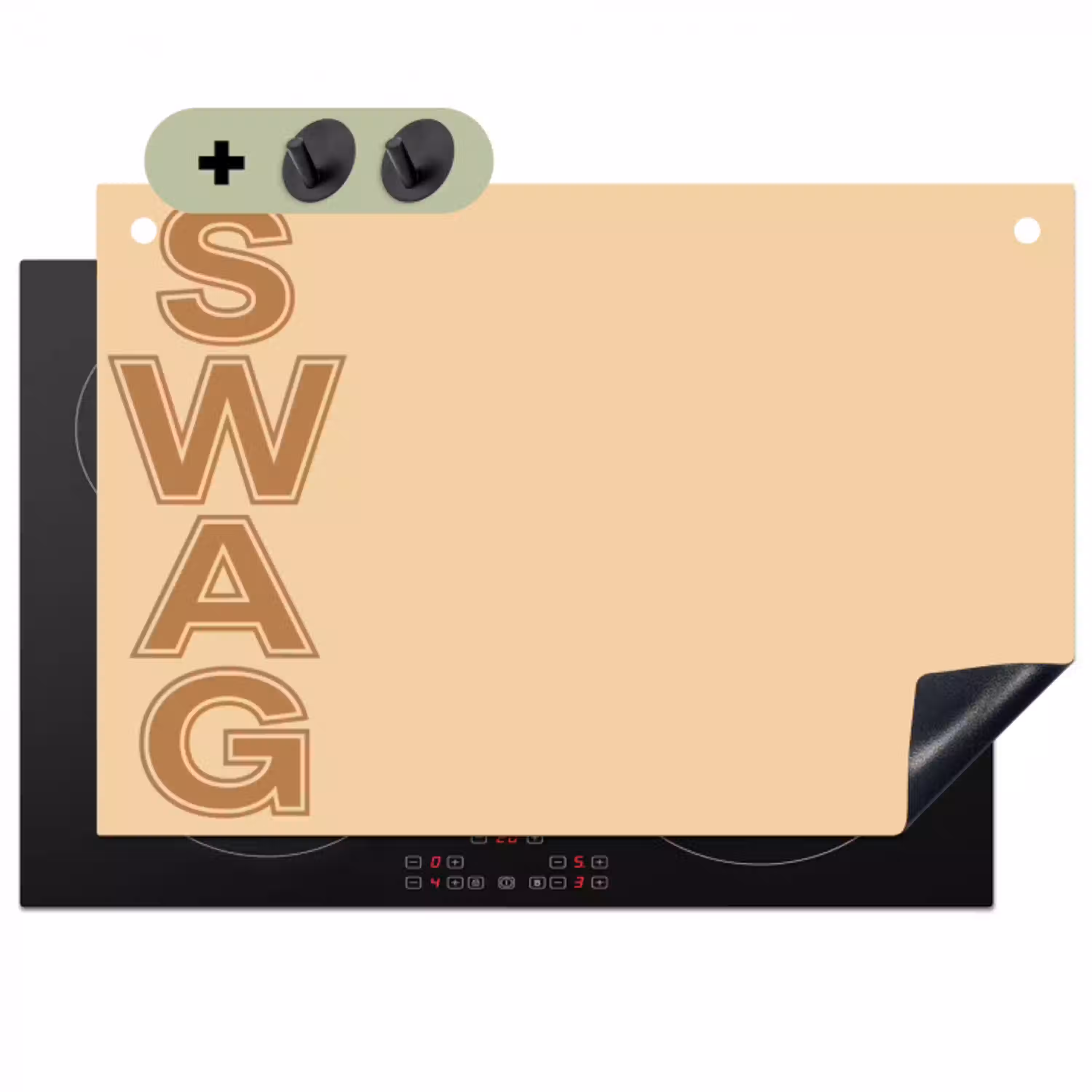 Swag - Bruin - Beige Inductie beschemer met haakjes klein -3d