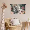 Tijger - Wilde dieren - Bloemen - Jungle Wandkleed katoen klein -wsfeer5_kind