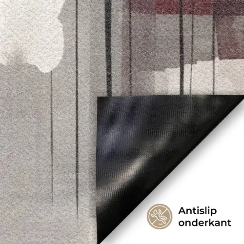 Penseelstreken - Abstract - Lijnen - Rood Deurmat klein -antislip_NL