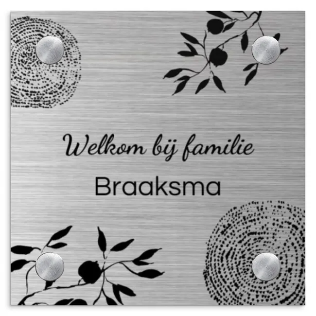 Illustraties - Metaal - Sierlijk Naambord Vierkant klein -3d