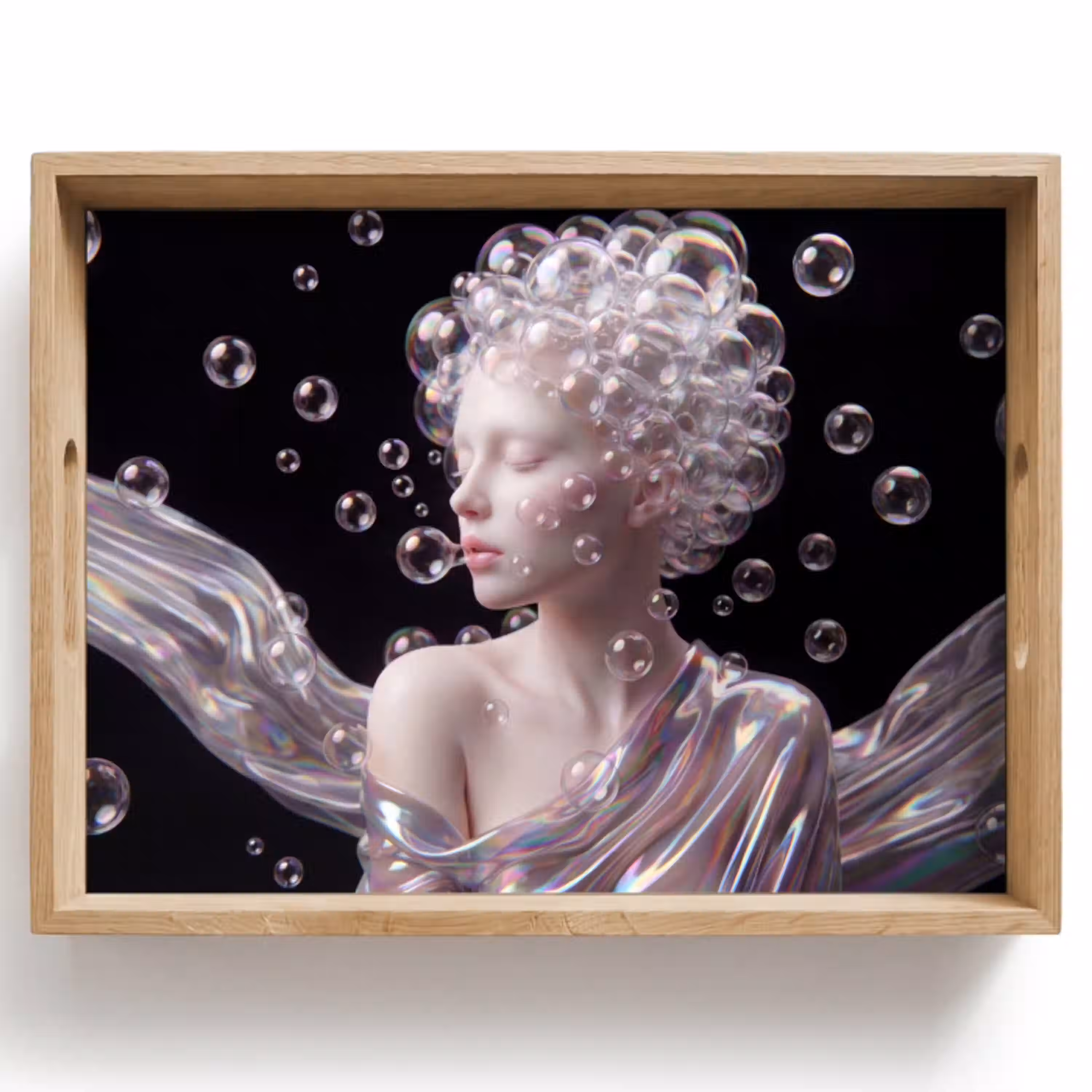 Vrouw - Bellen - Abstract - Kleurrijk Dienblad Rechthoek middel -z3d_shopping