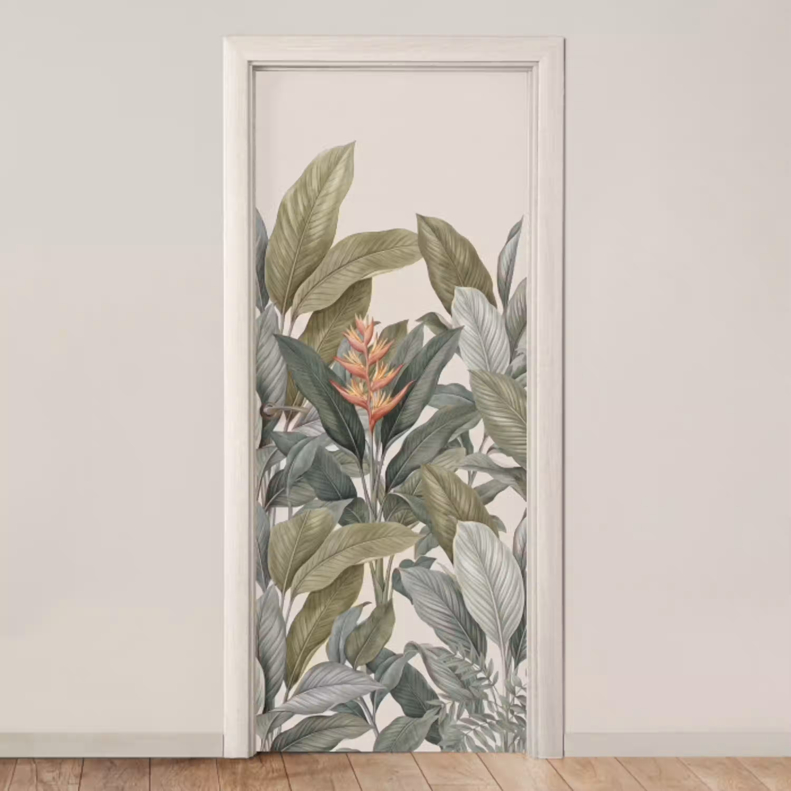 Tropisch - Planten - Modern - Groen deurposter klein -3d_beige