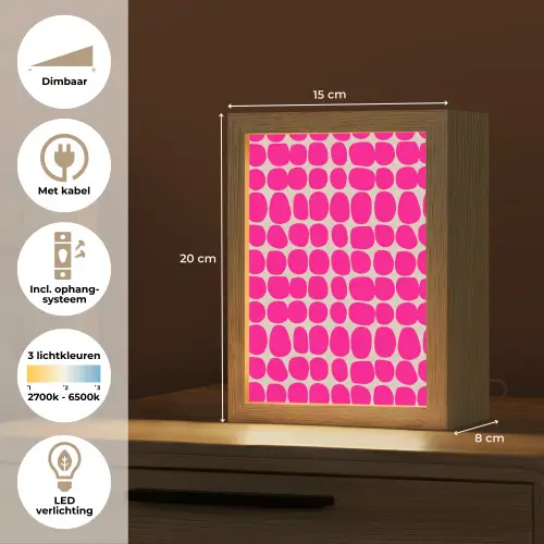Stippen - Patroon - Roze Light Box met kabel (Tafellamp) klein 925 -USP_NL
